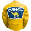 Camel Racing Yellow Leather Motorcycle Jacket